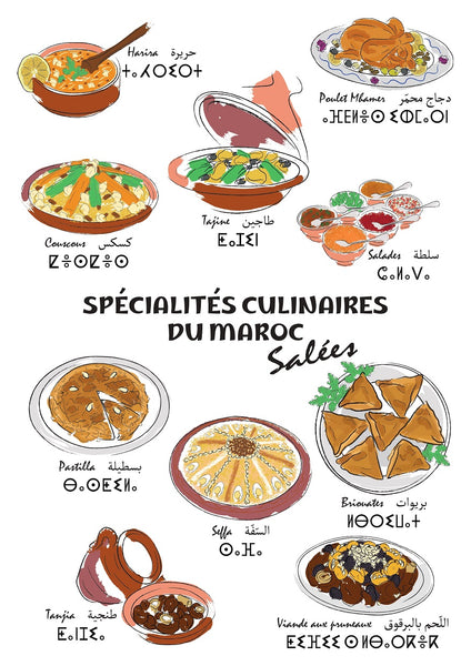 Affiche : les spécialités culinaires salées du Maroc
