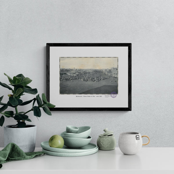 Affiche d'une vue ancienne de Marrakech - Place Jemaa el Fna - vers 1920