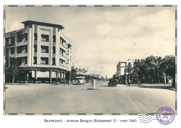 <transcy>Old view of Marrakech - Avenue Mangin (Mohammed V) - around 1940</transcy>