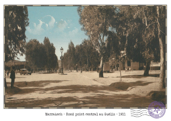 Vue ancienne de Marrakech - Rond point central au Guéliz - 1911
