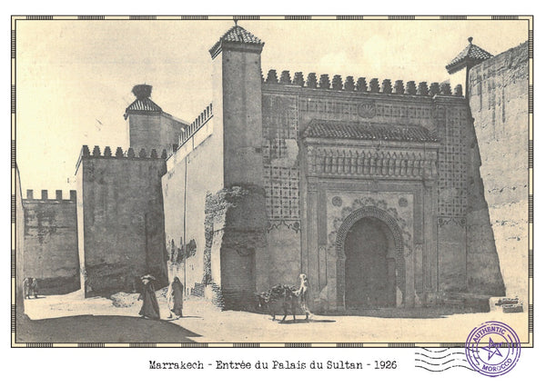 <transcy>Old view of Marrakech - Entrance to the Sultan's Palace - 1926</transcy>