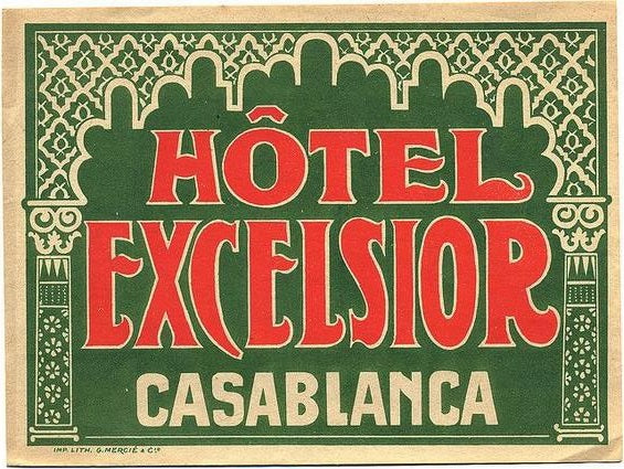 Affiche publicitaire vintage "Hôtel Excelsior Casablanca"