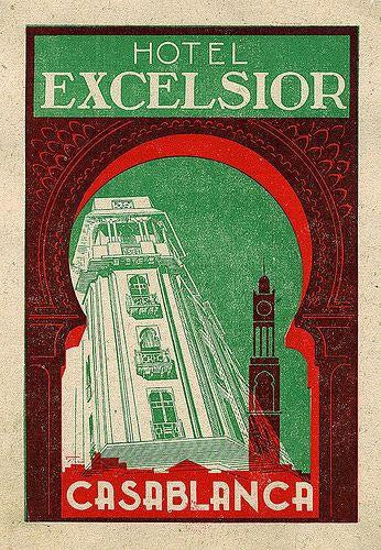 Affiche publicitaire vintage "Hôtel Exclesior Casablanca"