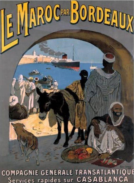 Affiche publicitaire vintage "Le Maroc par Bordeaux"