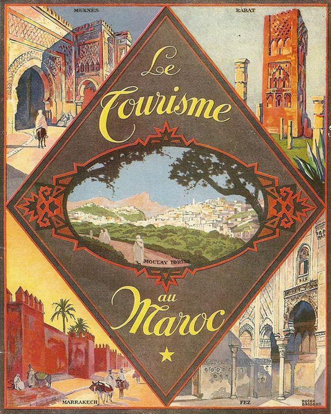 Affiche publicitaire vintage "Le tourisme au Maroc"