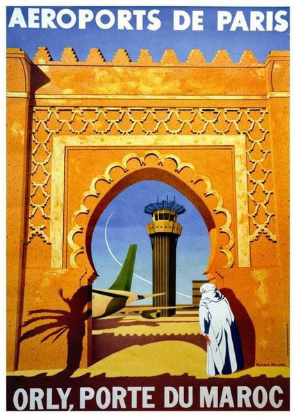 Affiche publicitaire vintage "Orly porte du Maroc"